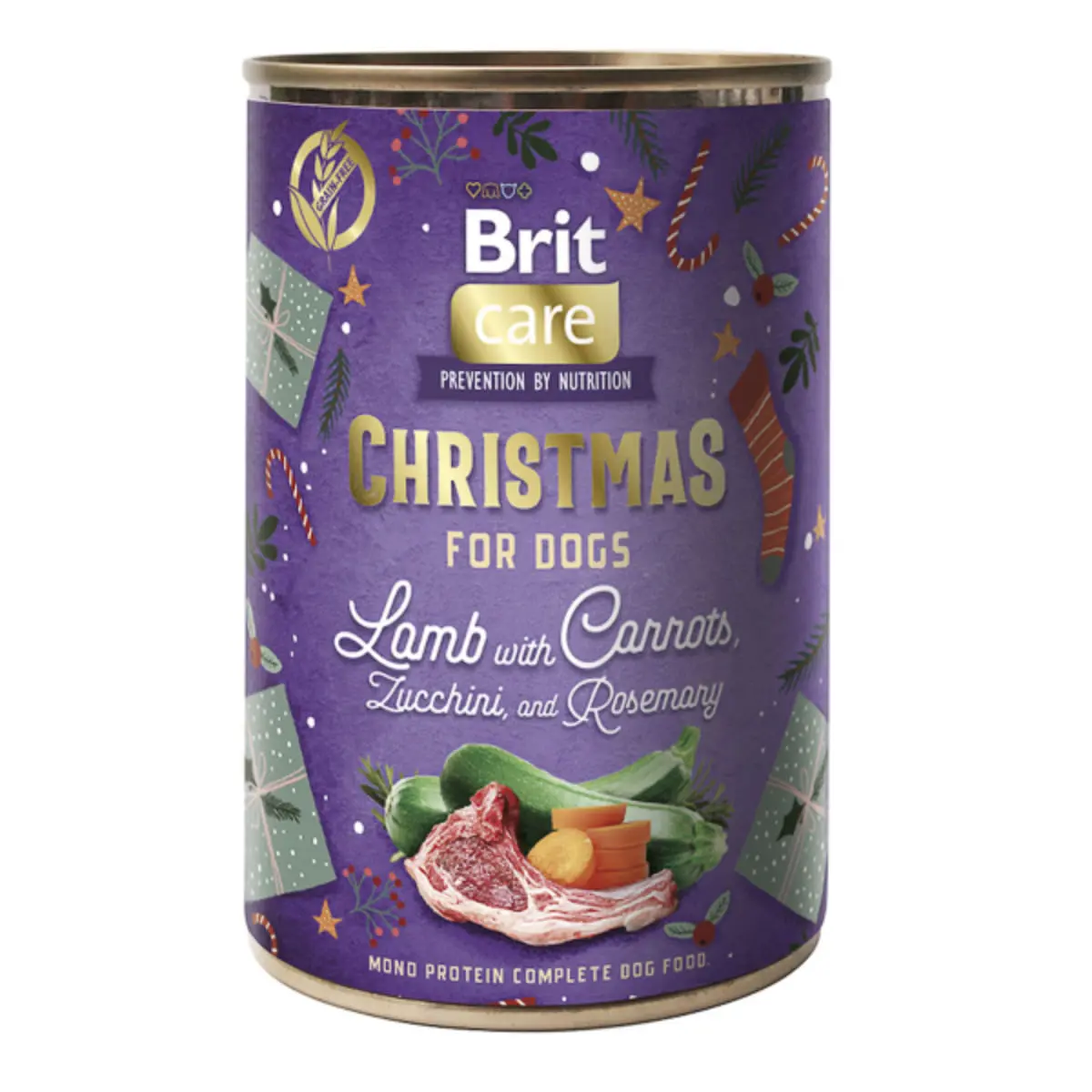 BRIT Christmas Monoprotein, XS-XL, Miel si Zucchini, conserva hrana umeda monoproteica fara cereale caini, (pate), 400g - Image 2