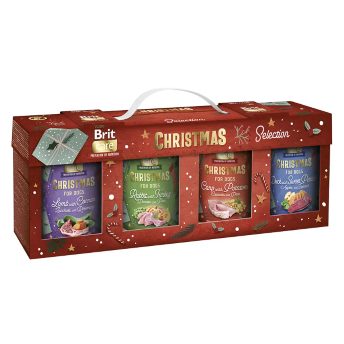 BRIT Christmas Selection, XS-XL, Carne si Peste, conserva hrana umeda fara cereale caini, (pate), multipack, 400g x 4buc - Image 2