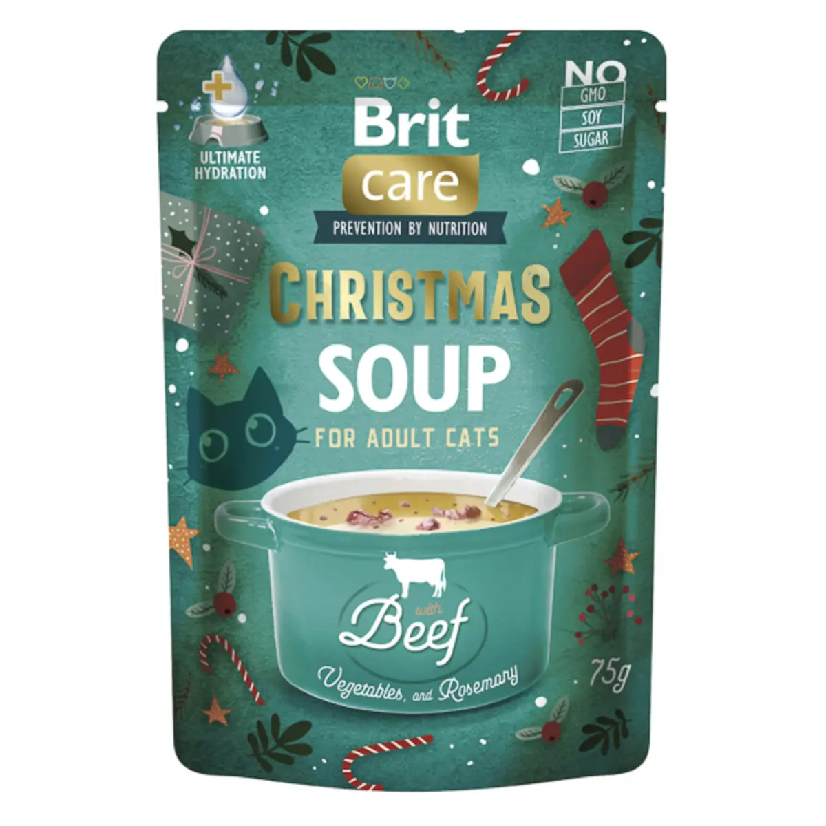 BRIT Christmas Soup, Vita, plic hrana umeda fara cereale pisici, (topping), 75g