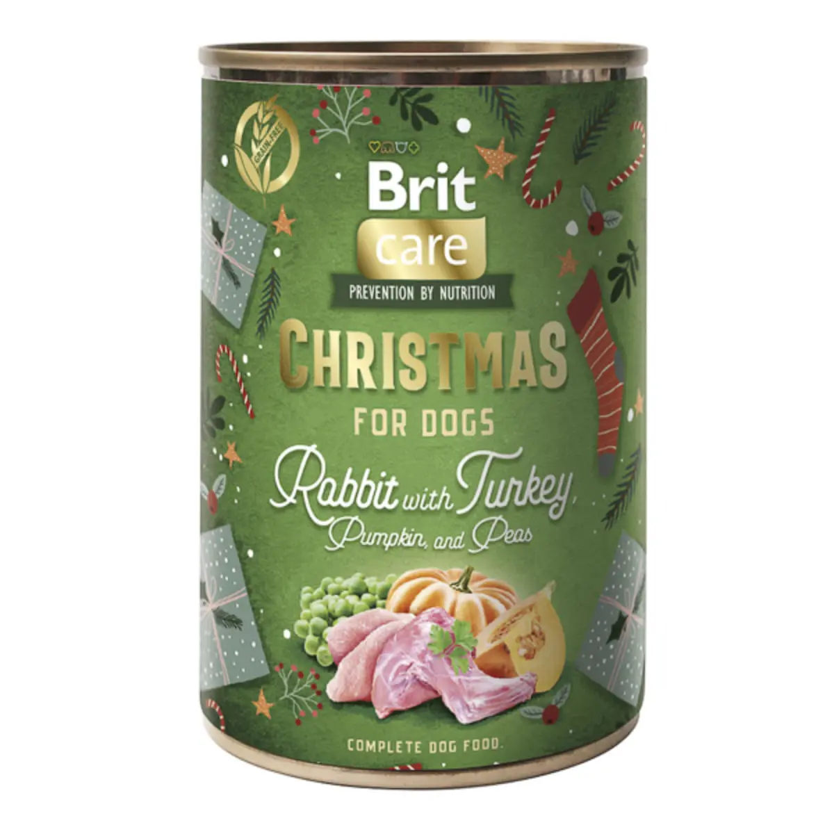 BRIT Christmas, XS-XL, Iepure si Curcan, conserva hrana umeda fara cereale caini, (pate), 400g