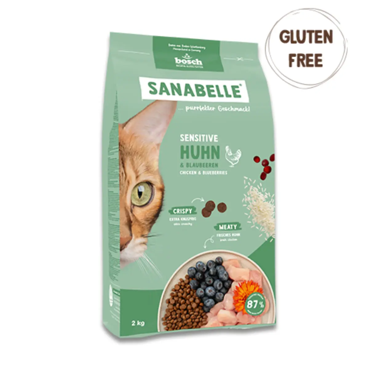 SANABELLE Sensitive, Pui si Afine, hrana uscata pisici, sistem digestiv, 8kg