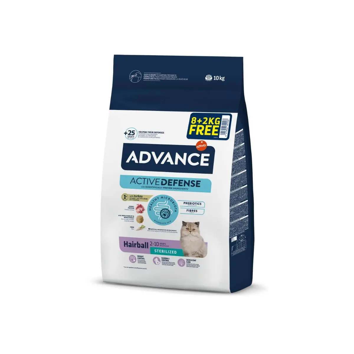 ADVANCE Hairball Sterilised, Curcan, hrana uscata pisici sterilizate, limitarea ghemurilor de blana, 8 + 2kg GRATUIT