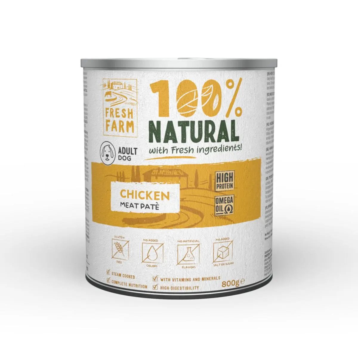 FRESH FARM Smooth, XS-XL, Pui, conserva hrana umeda caini, (pate), 800g