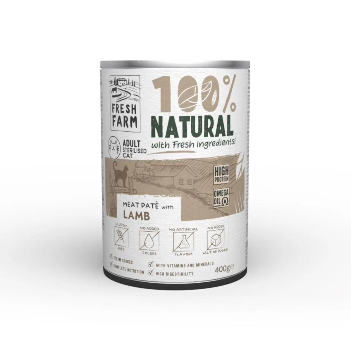 FRESH FARM Smooth Sterilised, Miel, conserva hrana umeda pisici sterilizate, (pate), 400g