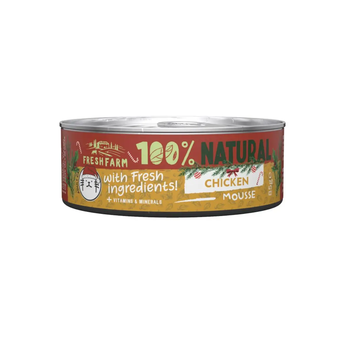 FRESH FARM Christmas Edition Mousse, Pui, conserva hrana umeda fara cereale pisici, (pate), 85g