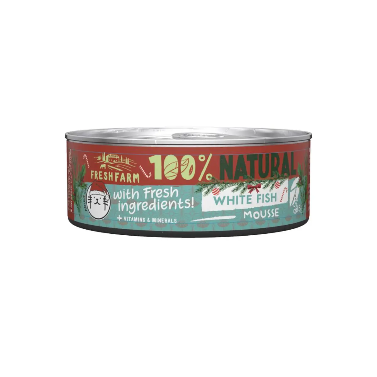FRESH FARM Christmas Edition Mousse, Peste, conserva hrana umeda fara cereale pisici, (pate), 85g