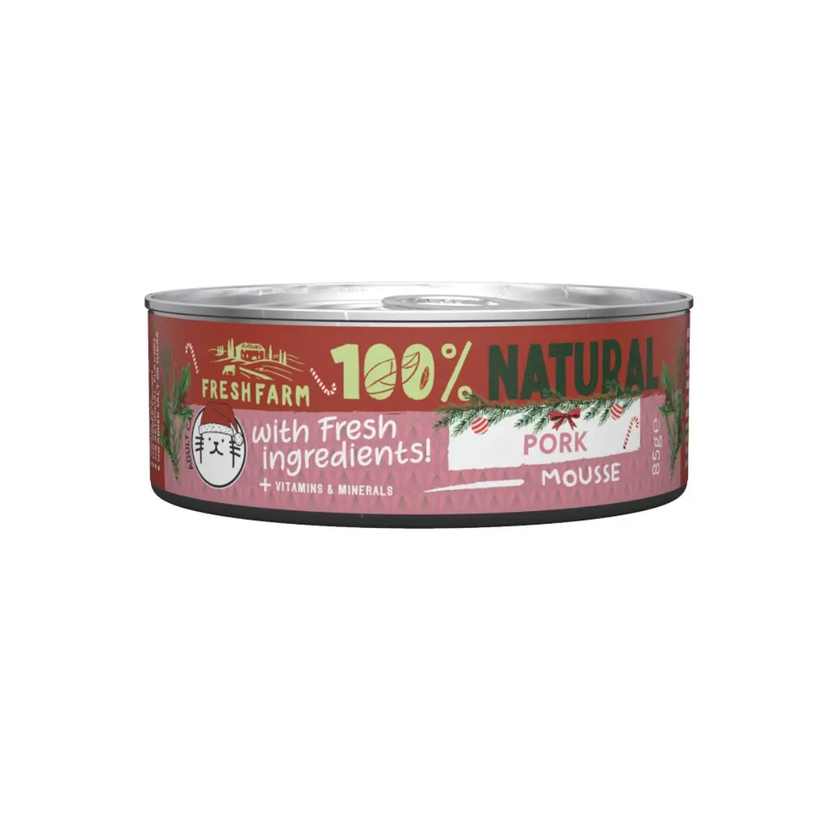 FRESH FARM Christmas Edition Mousse, Porc, conserva hrana umeda fara cereale pisici, (pate), 85g
