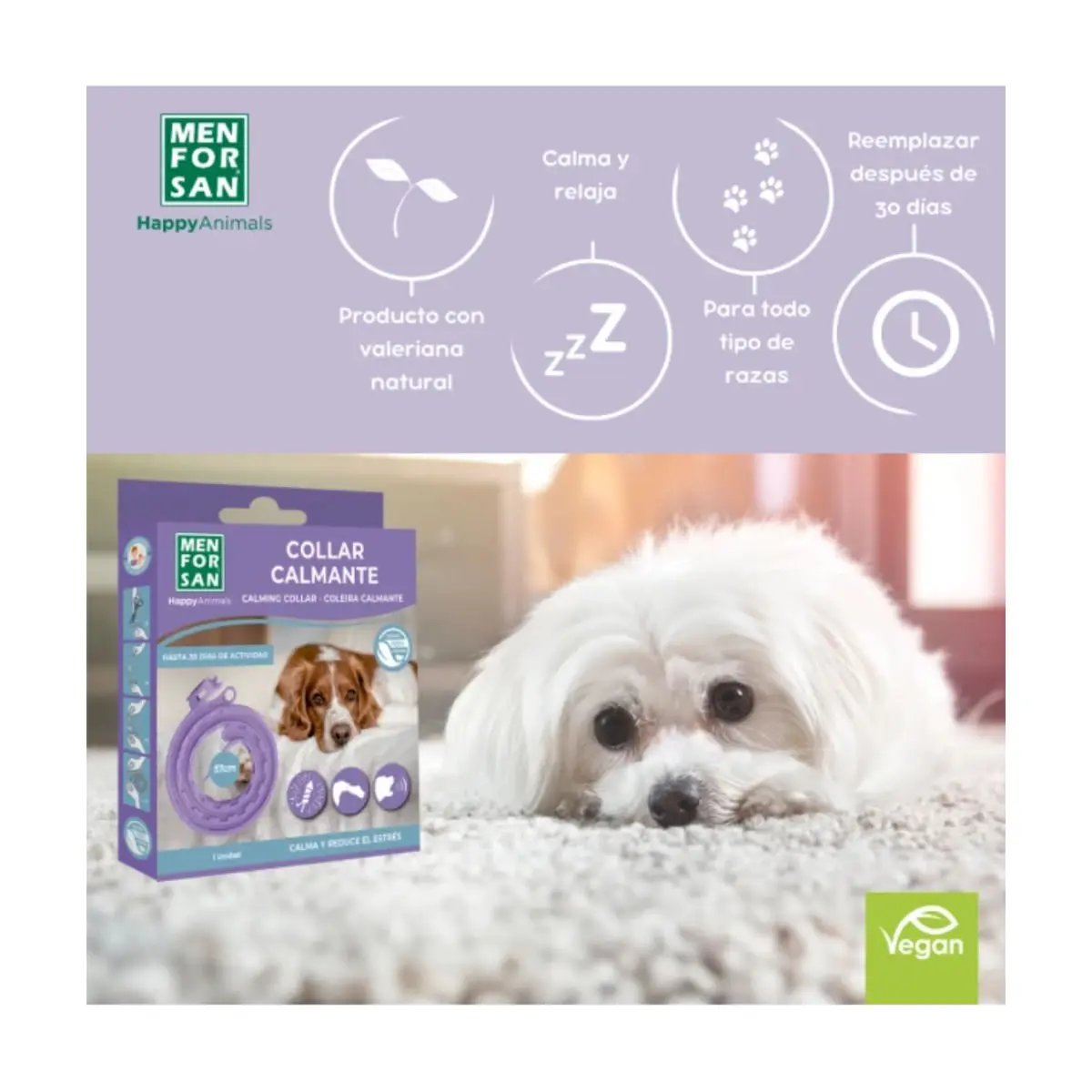 MENFORSAN Zgarda Calmanta 57cm, supliment sistem nervos & calmante caini, zgarda MENFORSAN Zgarda Calmanta 57cm, XS-L, supliment sistem nervos & calmante caini, cutie, 1buc zgarda - Image 3