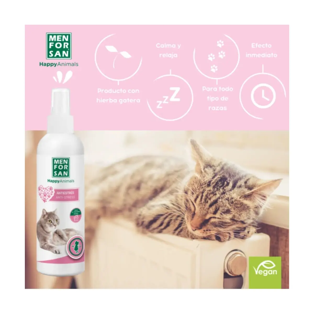 MENFORSAN Anti- Stress Cat Ambiental, supliment sistem nervos & calmante pisici, spray MENFORSAN Anti- Stress Cat Ambiental, supliment sistem nervos & calmante pisici, flacon, 125ml spray - Image 3