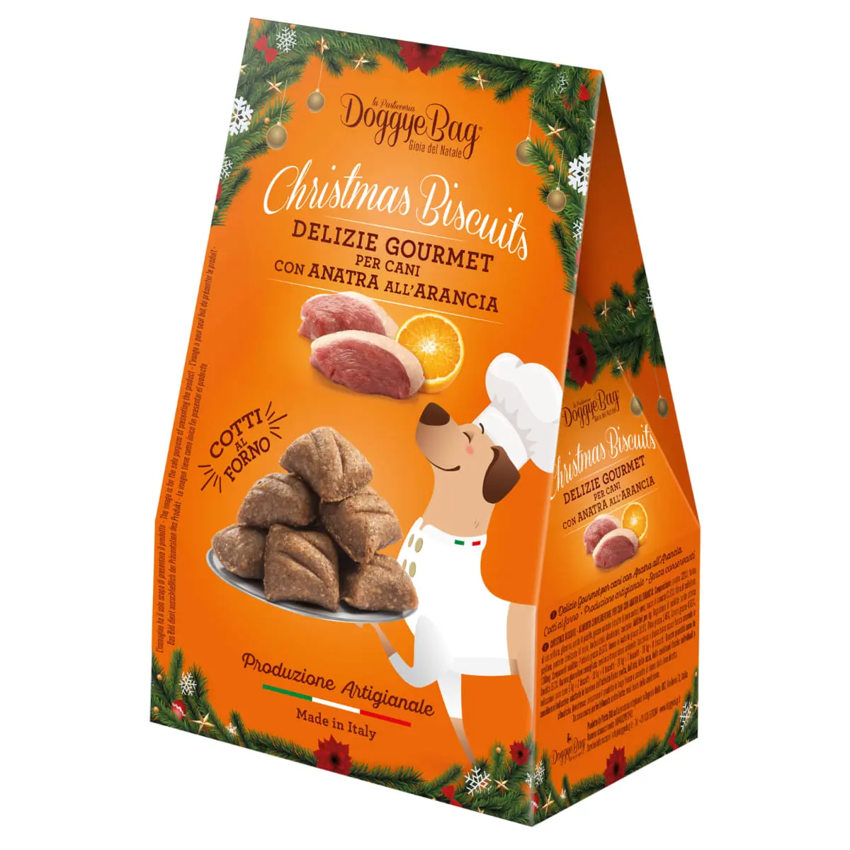 DOGGYEBAG Christmas Biscuits, XS-XL, Rata si Portocale, punguta recompense caini, 180g