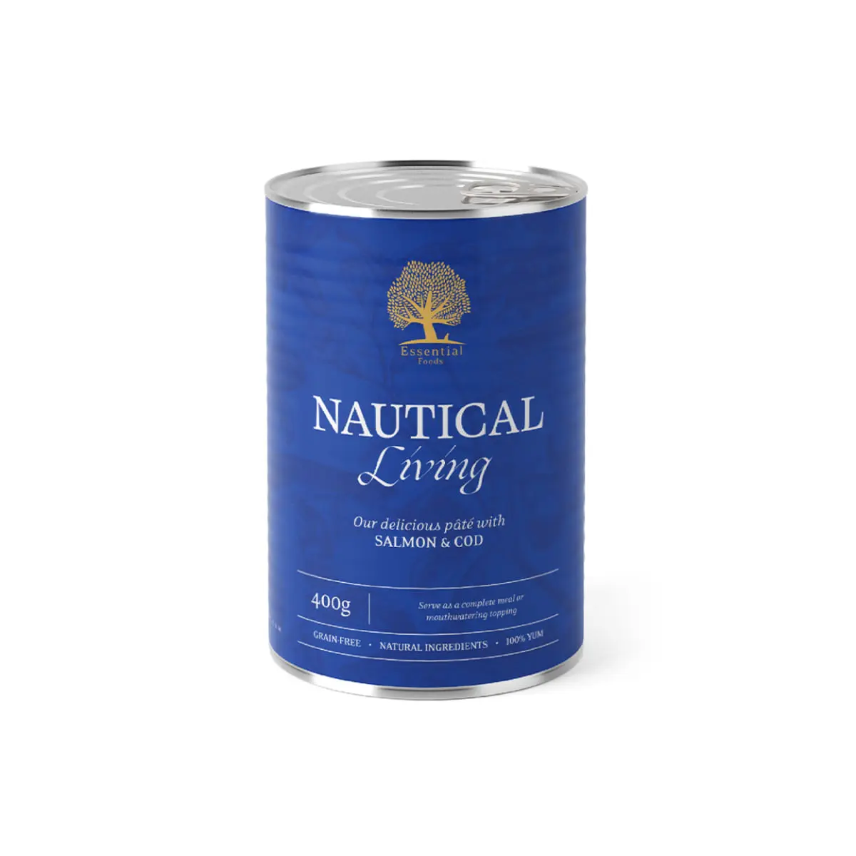 ESSENTIAL Nautical Living, XS-XL, Somon si Cod, conserva hrana umeda fara cereale caini, (pate), 400g