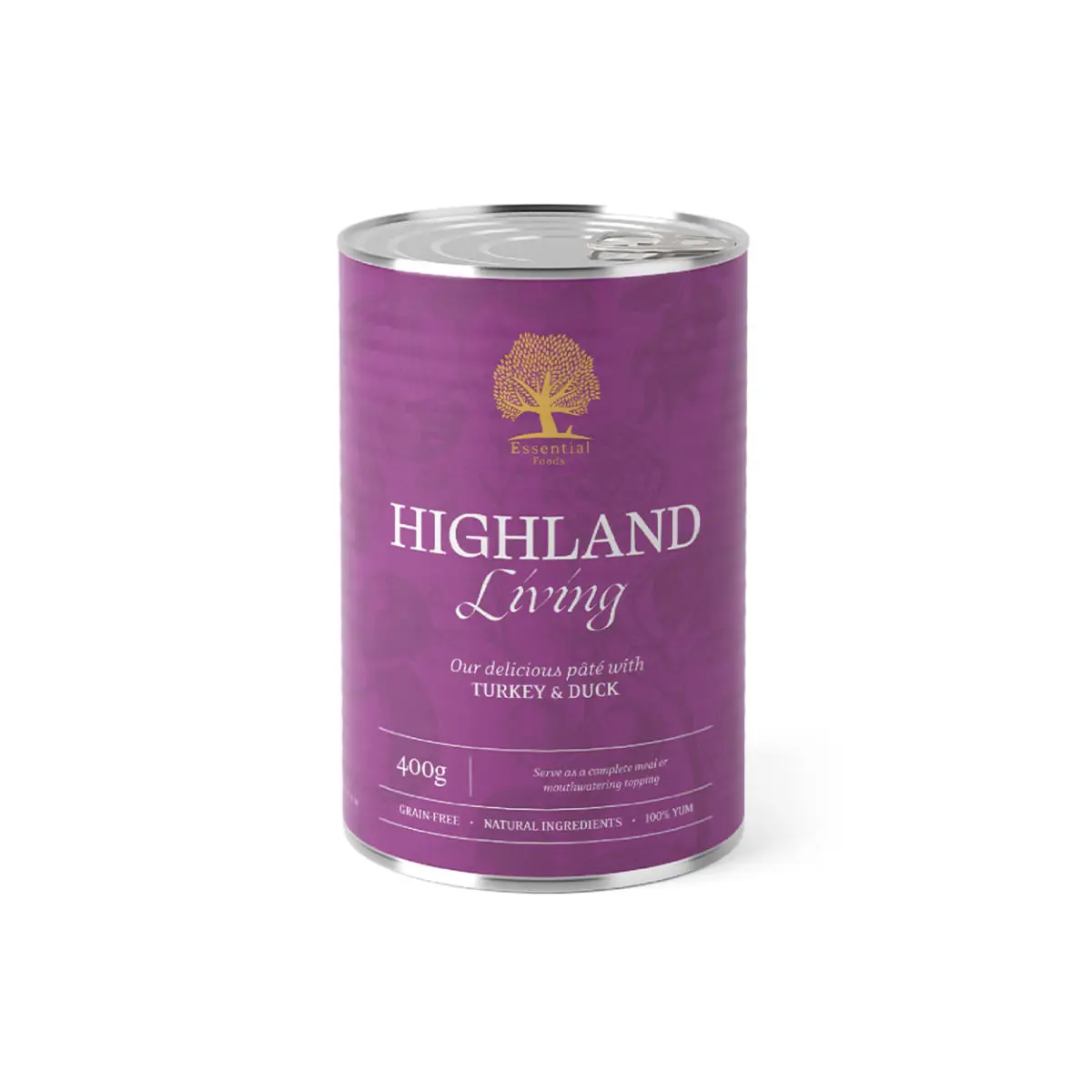ESSENTIAL Highland Living, XS-XL, Curcan si Rata, conserva hrana umeda fara cereale caini, (pate), 400g - Image 2