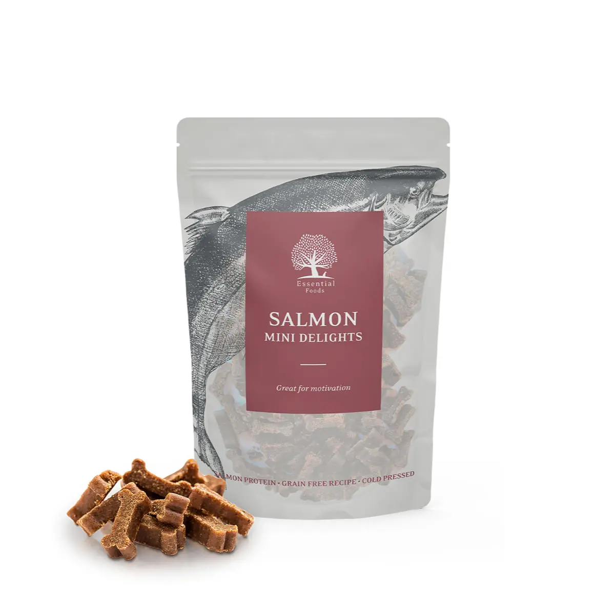 ESSENTIAL Mini Delights, XS-S, Somon, punguta recompense fara cereale caini, 100g - Image 2