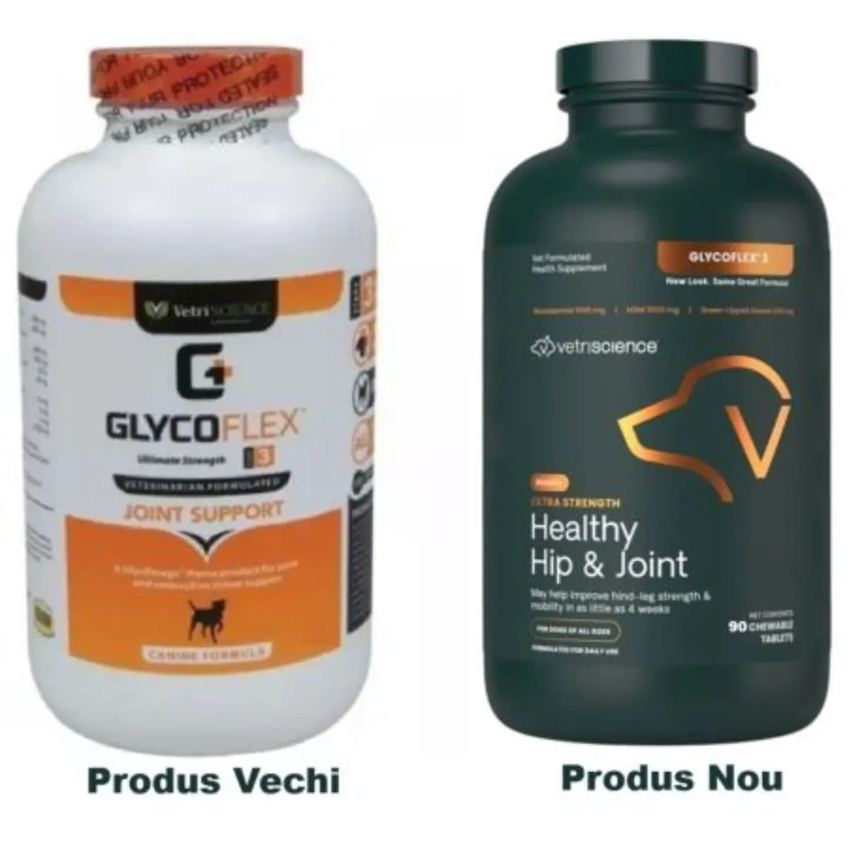 VETRISCIENCE Extra Strength Healthy Hip & Joint (Glycoflex stage3), supliment sistem articular caini, comprimate masticabile VETRISCIENCE Extra Strength Healthy Hip & Joint (Glycoflex stage3), XS-XL, supliment sistem articular caini, flacon, 90 comprimat