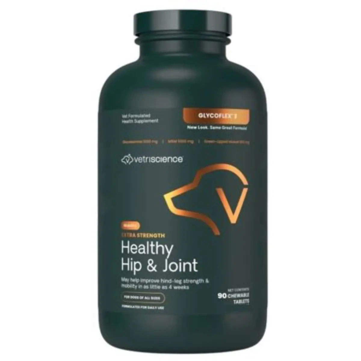 VETRISCIENCE Extra Strength Healthy Hip & Joint (Glycoflex stage3), supliment sistem articular caini, comprimate masticabile VETRISCIENCE Extra Strength Healthy Hip & Joint (Glycoflex stage3), XS-XL, supliment sistem articular caini, flacon, 90 comprimat - Image 3
