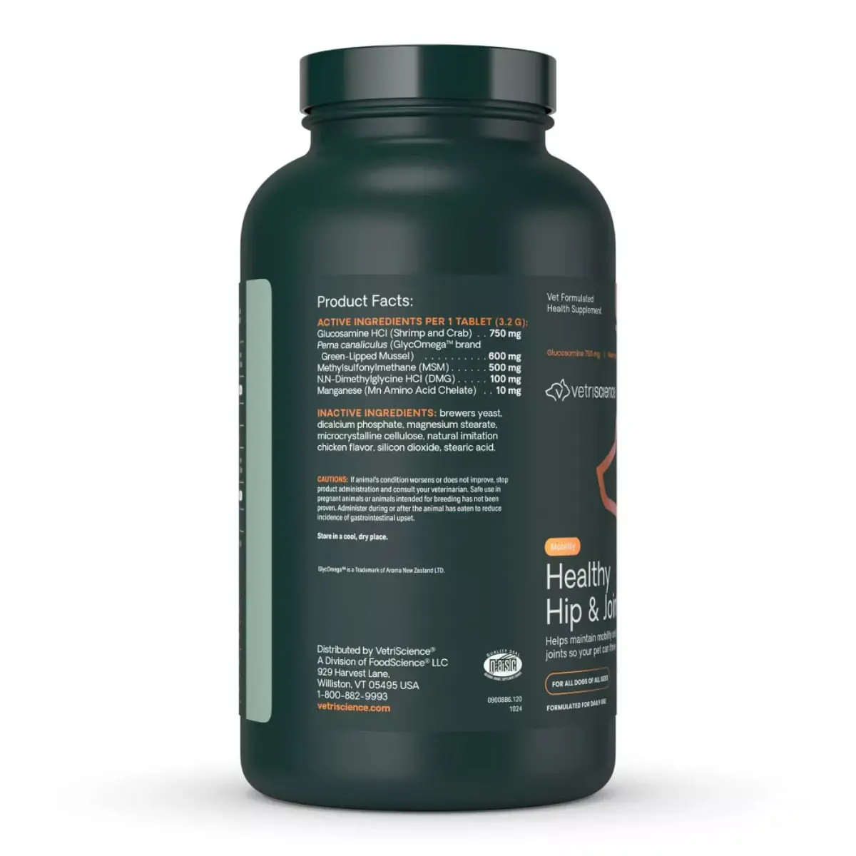 VETRISCIENCE Healthy Hip & Joint (Glycoflex stage2), supliment sistem articular caini, comprimate masticabile VETRISCIENCE Healthy Hip & Joint (Glycoflex stage2), XS-XL, supliment sistem articular caini, flacon, 120 comprimate masticabile - Image 4