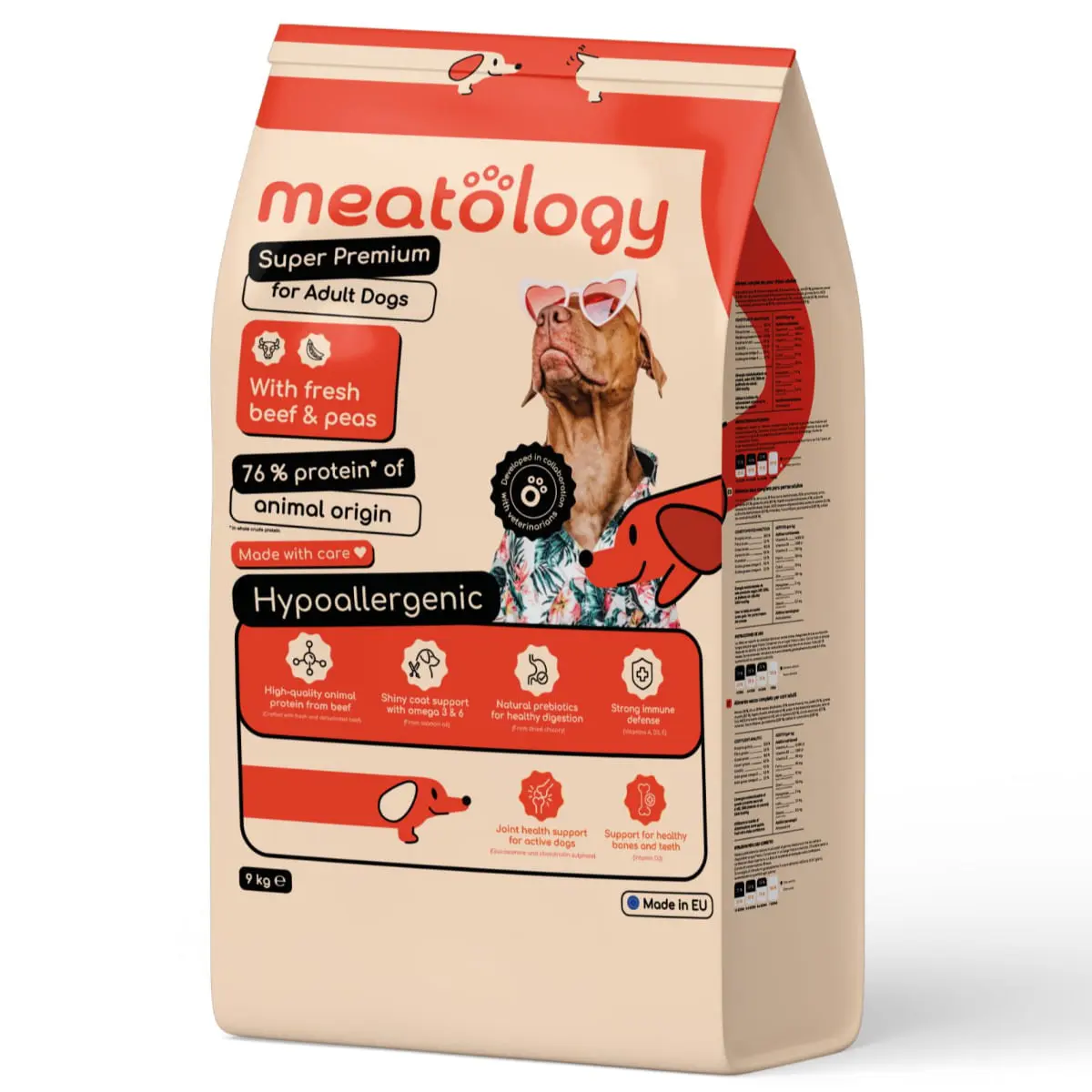 MEATOLOGY Adult Dogs, XS-XL, Vita si Mazare, hrana uscata caini, 9kg - Image 2