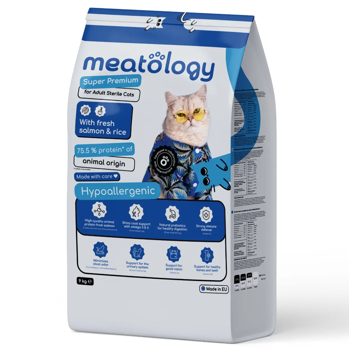 MEATOLOGY Adult Sterile Cats, Somon si Orez, hrana uscata pisici sterilizate, 9kg - Image 2