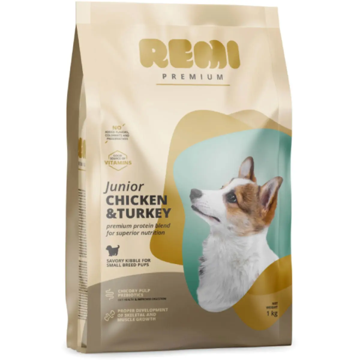 REMI PREMIUM Junior Small, XS-S, Pui si Curcan, hrana uscata caini junior, 1kg - Image 2