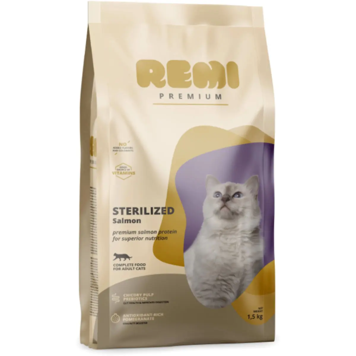REMI PREMIUM Sterilized, Somon, hrana uscata pisici sterilizate, 1.5kg - Image 2
