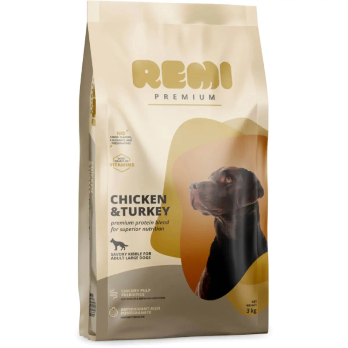 REMI PREMIUM Dog Large, L-XL, Pui si Curcan, hrana uscata caini, 3kg - Image 2