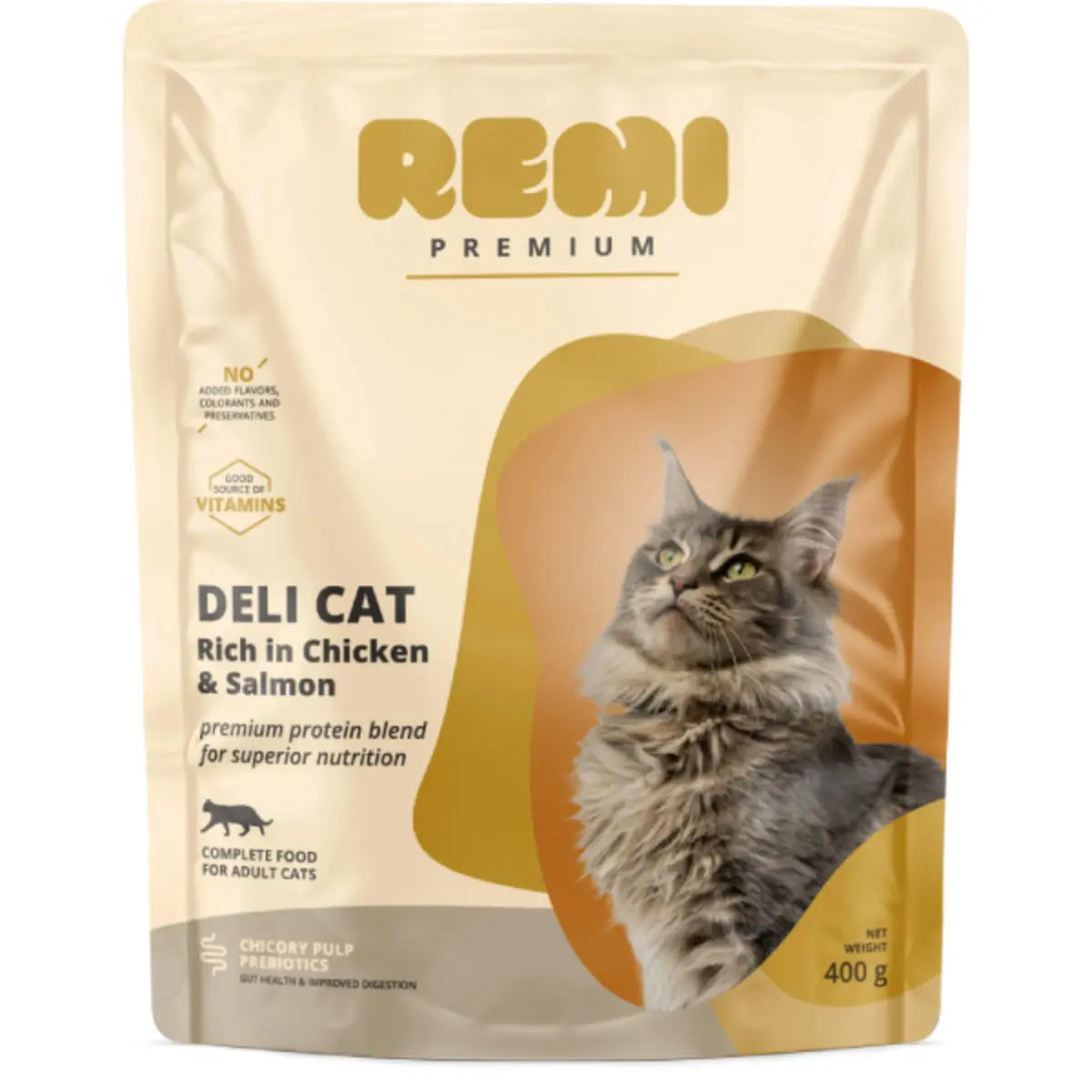 REMI PREMIUM Deli, Pui si Somon, hrana uscata pisici, 400g - Image 2