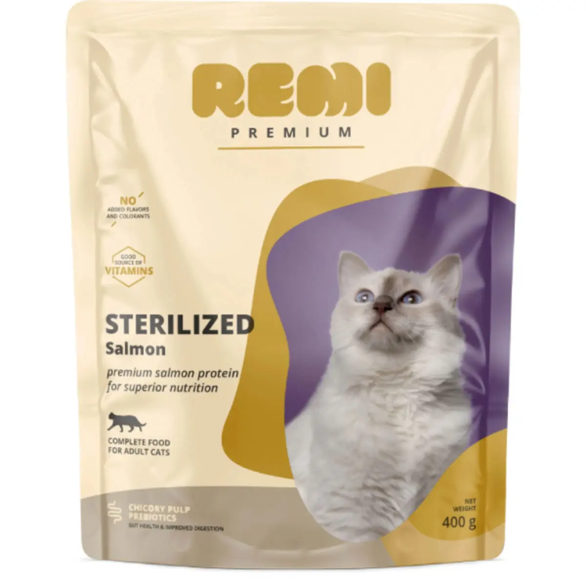 REMI PREMIUM Sterilized, Somon, hrana uscata pisici sterilizate, 400g