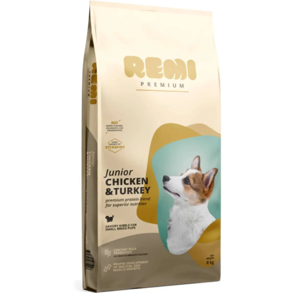 REMI PREMIUM Junior Small, XS-S, Pui si Curcan, hrana uscata caini junior, 8kg
