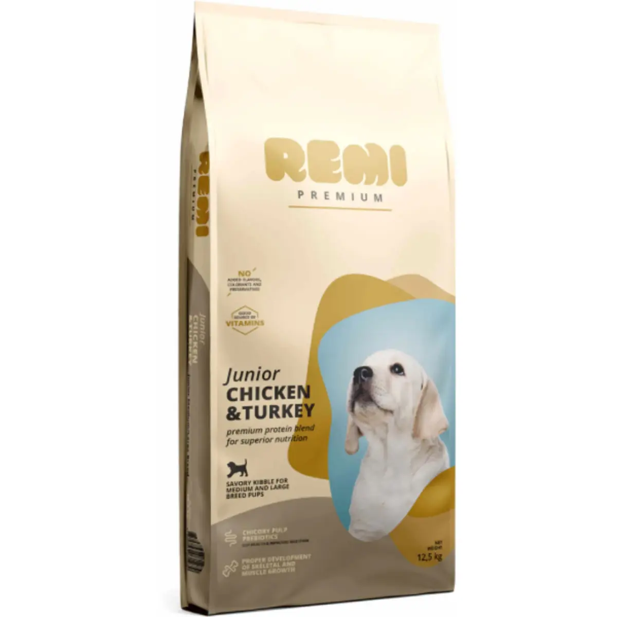 REMI PREMIUM Junior Medium&Large, M-XL, Pui si Curcan, hrana uscata caini junior, 12.5kg