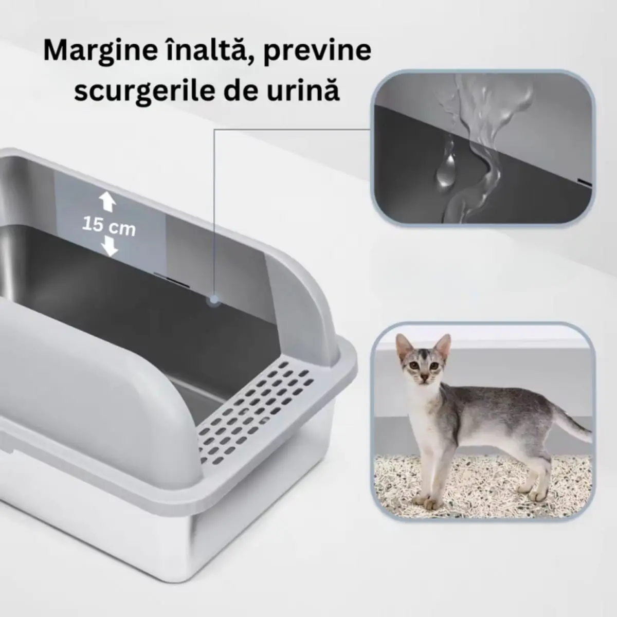 SHAW XL prag & lopatica incluse, litiera pisici, cu rama, auto-curatare, aplicatie mobila, gri, 60.8x40.8x29.3 cm - Image 7