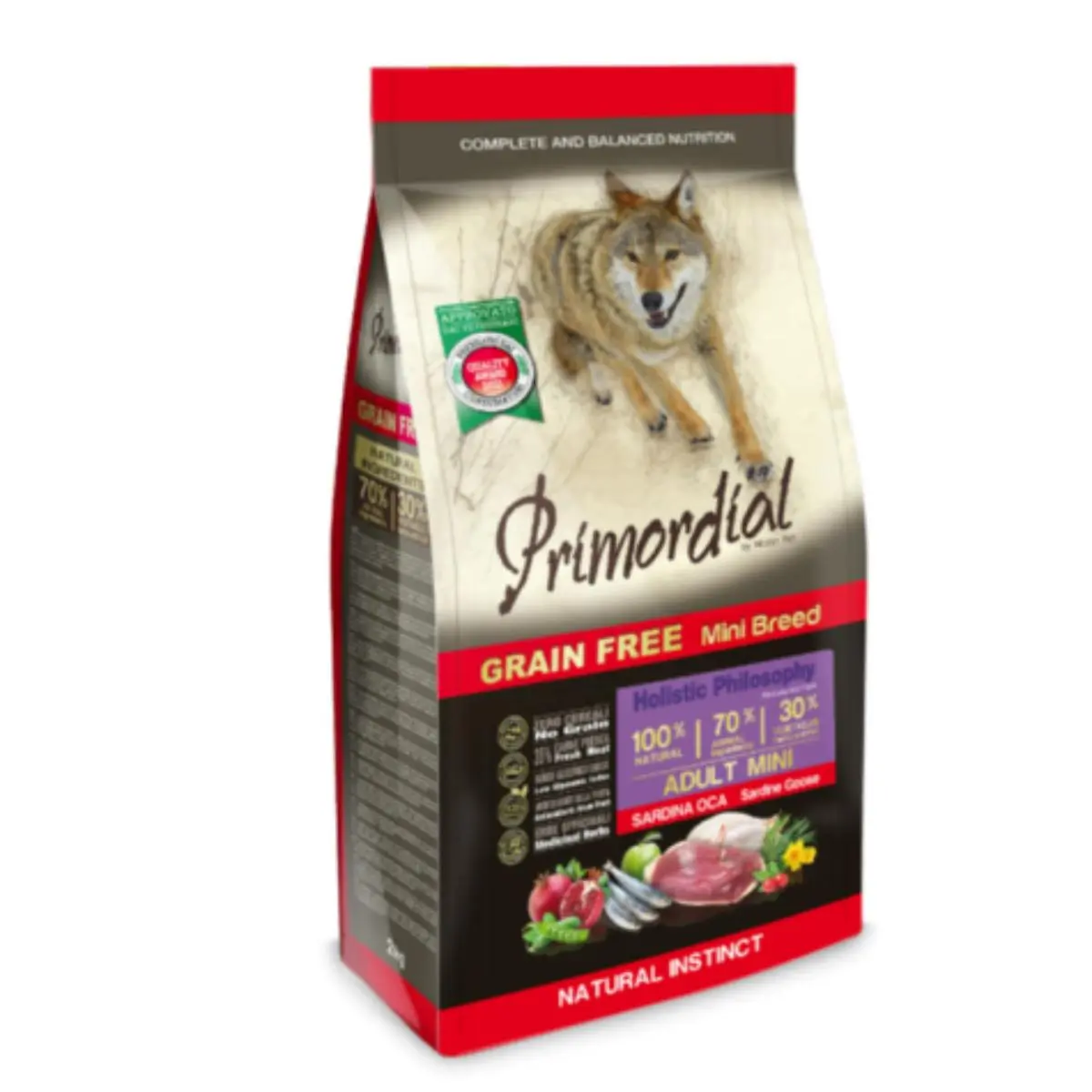 PRIMORDIAL Holistic Mini, XS-S, Sardine si Gasca, hrana uscata fara cereale caini, 6kg - Image 2