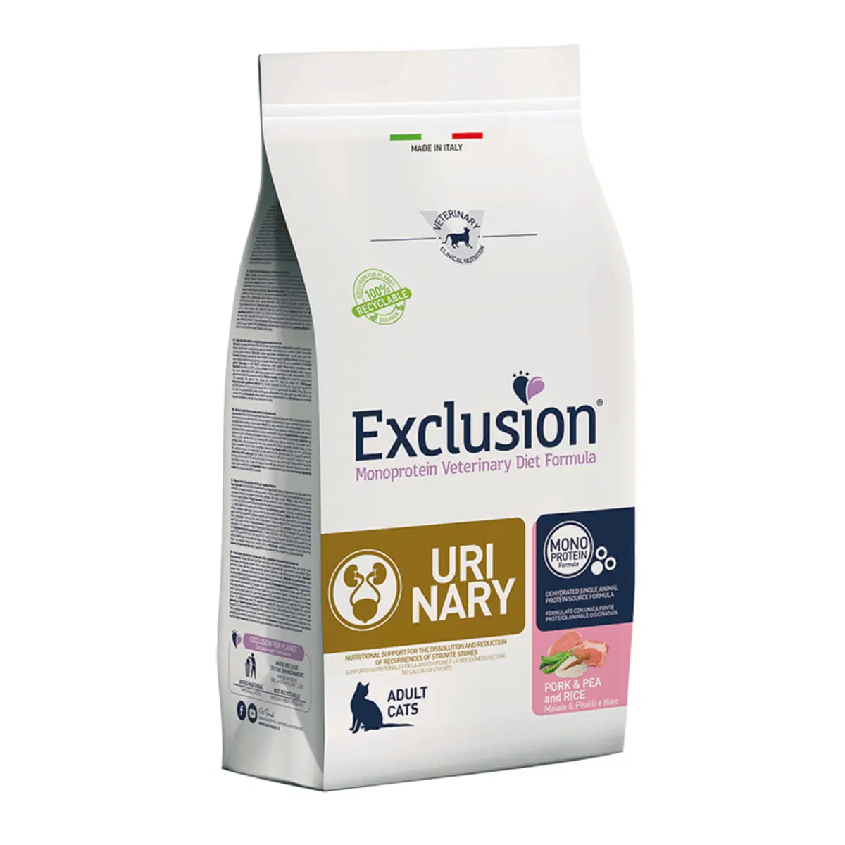 EXCLUSION Monoprotein VD Urinary, Porc si Mazare, dieta veterinara, hrana uscata pisici, sistem urinar, 1.5kg