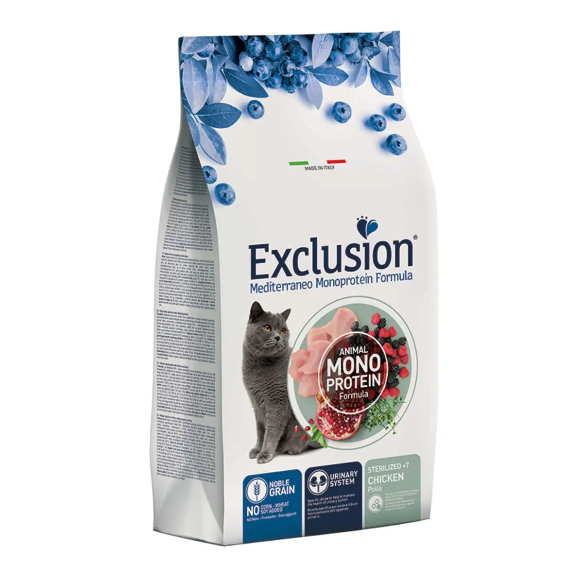 EXCLUSION Mediterraneo Monoprotein Sterilised +7, Pui, hrana uscata monoproteica pisici sterilizate senior, 1.5kg