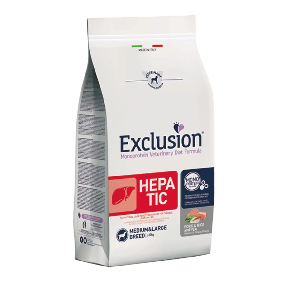 EXCLUSION Monoprotein VD Hepatic Medium&Large, M-XL, Porc si Orez, dieta veterinara, hrana uscata caini, sistem hepatic, 12kg