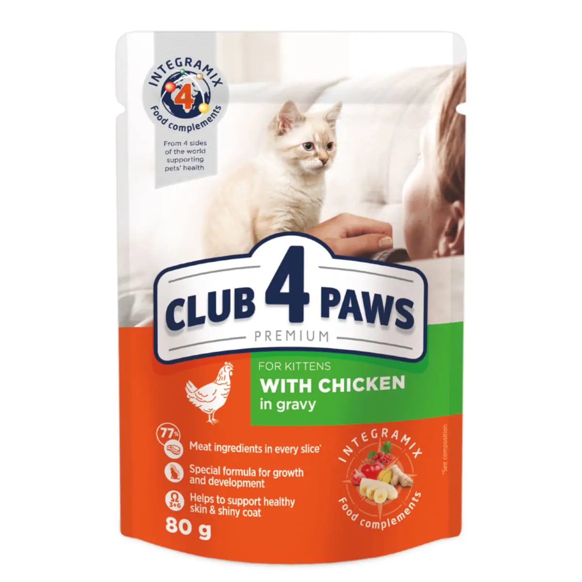 CLUB 4 PAWS, Pui, plic hrana umeda pisici, (in sos), bax, 85g x 24buc