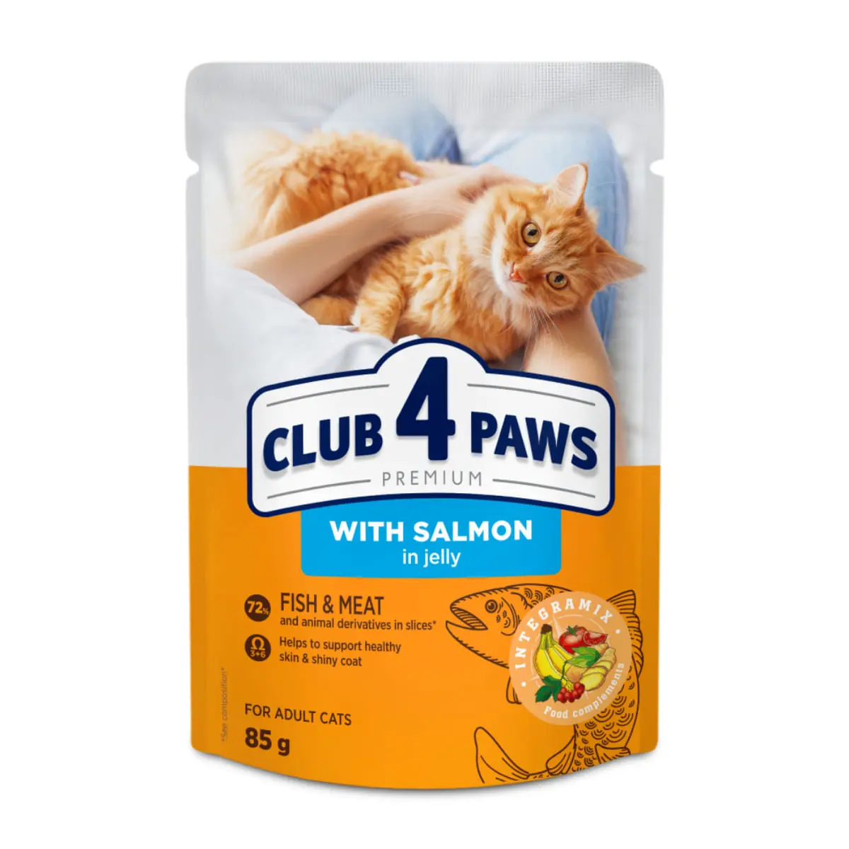 CLUB 4 PAWS, Somon, plic hrana umeda pisici, (in aspic), 85g