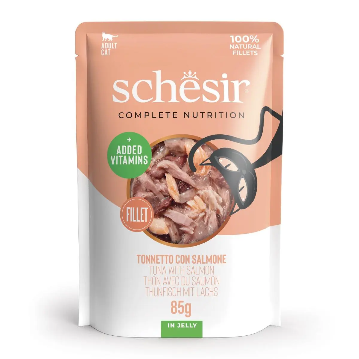 SCHESIR Complete Nutrition, Ton si Somon, plic hrana umeda pisici, (in aspic), 85g - Image 2
