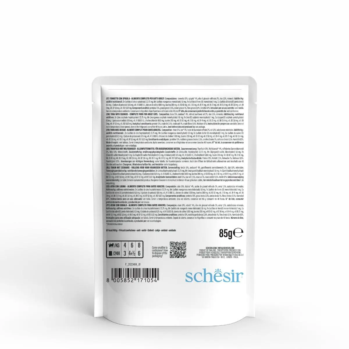 SCHESIR Complete Nutrition, Ton si Biban, plic hrana umeda pisici, (in aspic), 85g - Image 3
