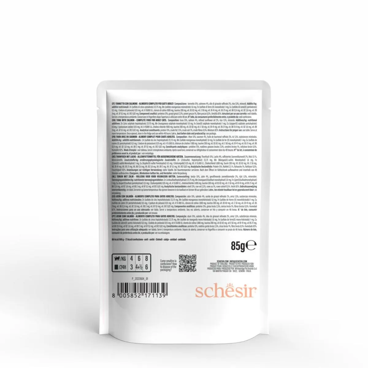 SCHESIR Complete Nutrition, Ton si Somon, plic hrana umeda pisici, (in aspic), 85g - Image 3