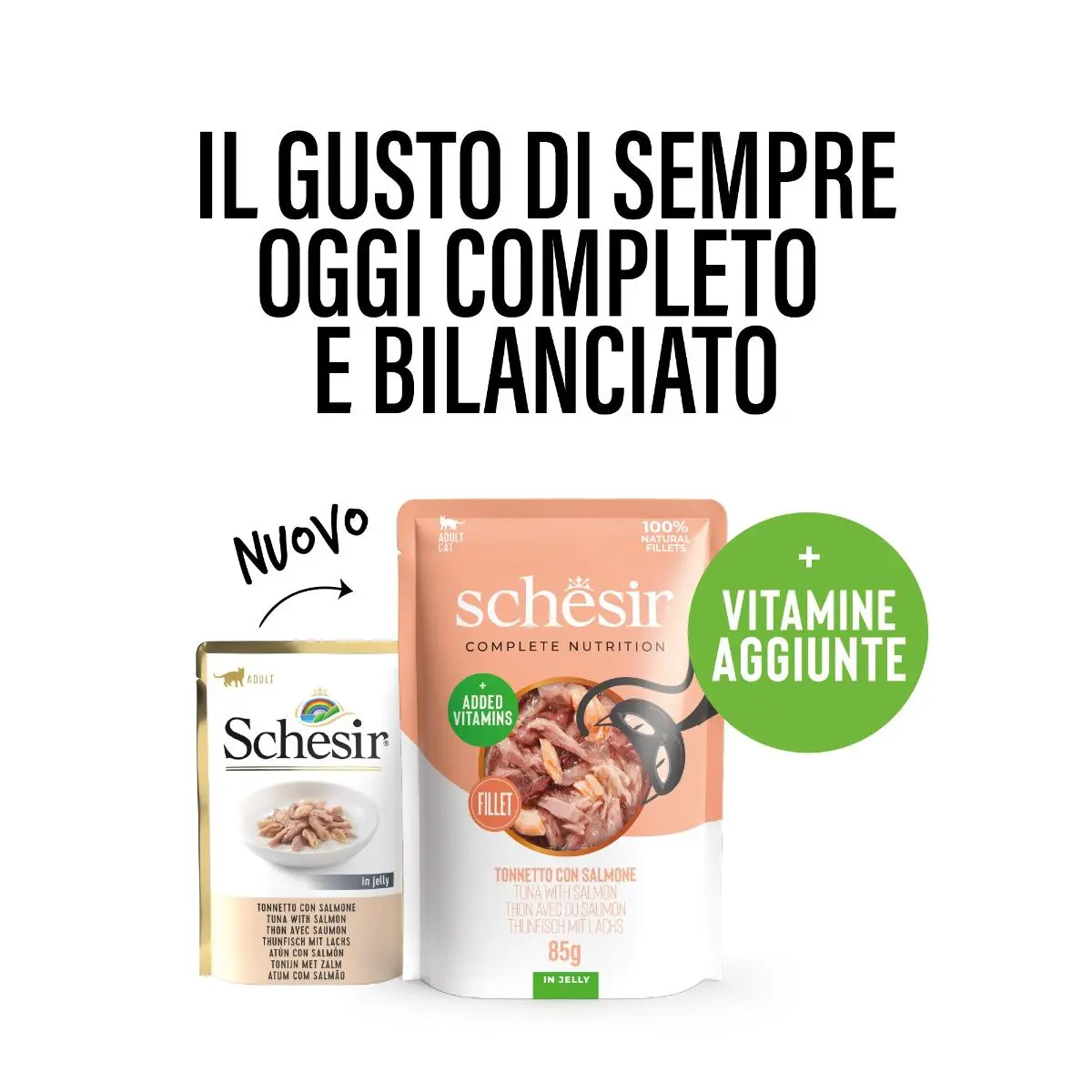 SCHESIR Complete Nutrition, Ton si Somon, plic hrana umeda pisici, (in aspic), 85g - Image 5