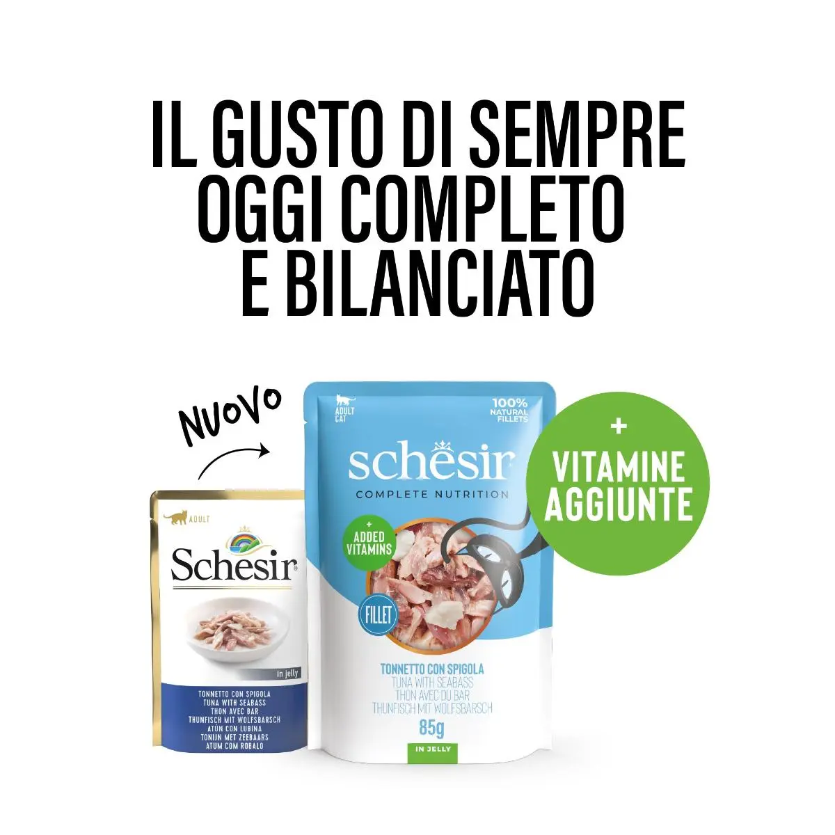 SCHESIR Complete Nutrition, Ton si Biban, plic hrana umeda pisici, (in aspic), 85g - Image 5