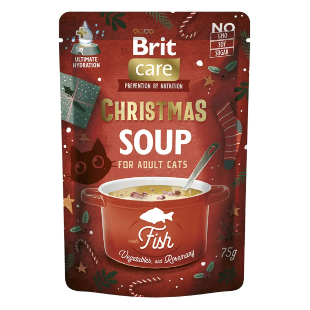BRIT Christmas Soup, Peste, plic hrana umeda fara cereale pisici, (topping), 75g