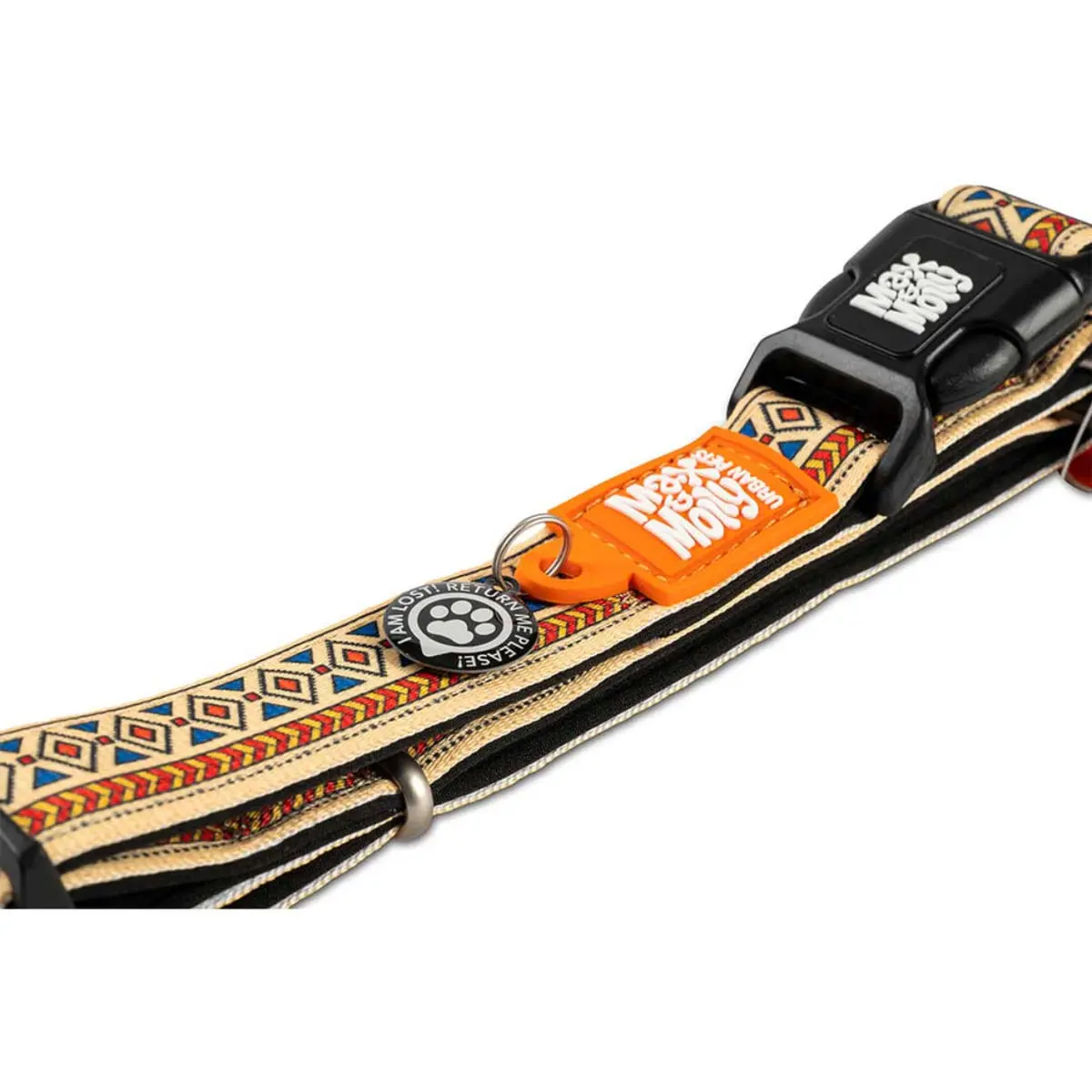 MAX & MOLLY Smart ID Ethnic, zgarda caini, ajustabila, poliester, bej, catarama trident, S(28-45  x 1.5cm) - Image 3