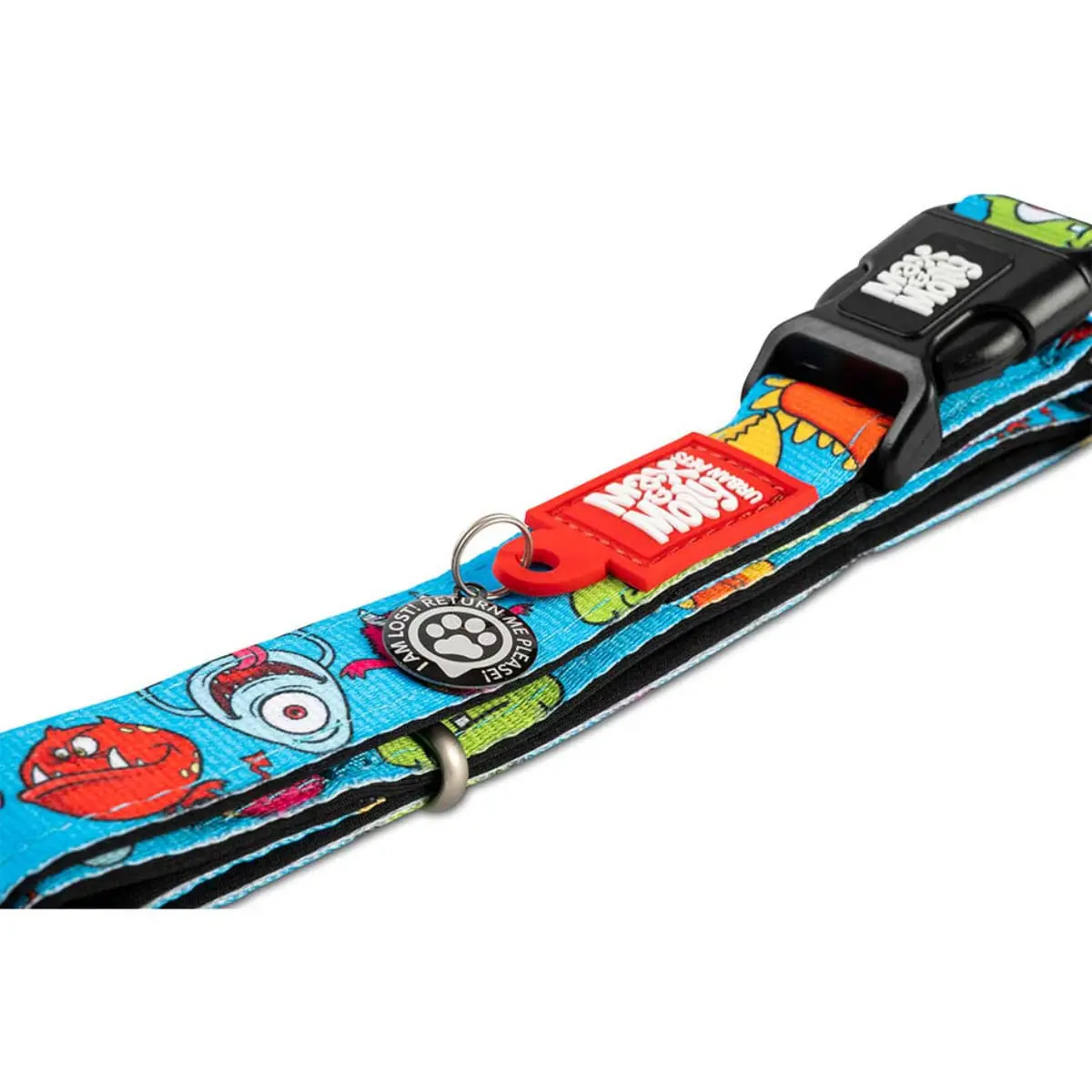 MAX & MOLLY Smart ID Little Monsters, zgarda caini, ajustabila, poliester, albastru, catarama trident, M(34-55  x 2cm) - Image 4