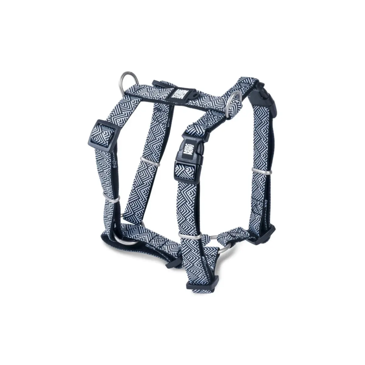 MAX & MOLLY Mykonos Black, ham prindere dubla(piept&spate) caini, ajustabil, poliester, alb si negru, catarama trident, M(59-72  x 2cm) - Image 2