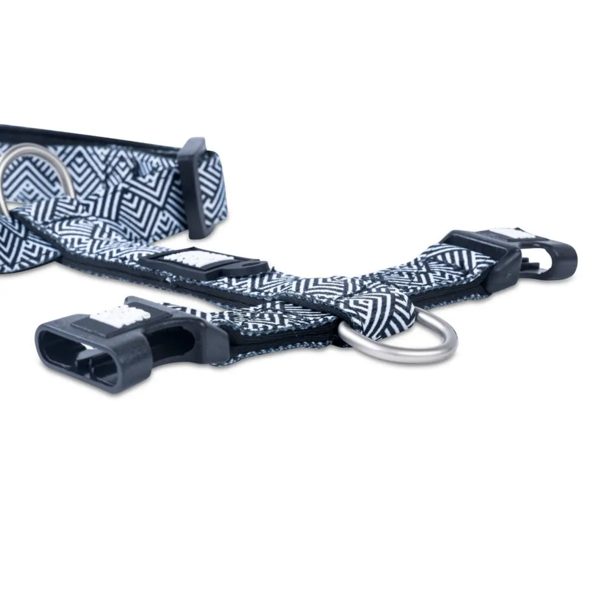 MAX & MOLLY Mykonos Black, ham prindere dubla(piept&spate) caini, ajustabil, poliester, alb si negru, catarama trident, M(59-72  x 2cm) - Image 3