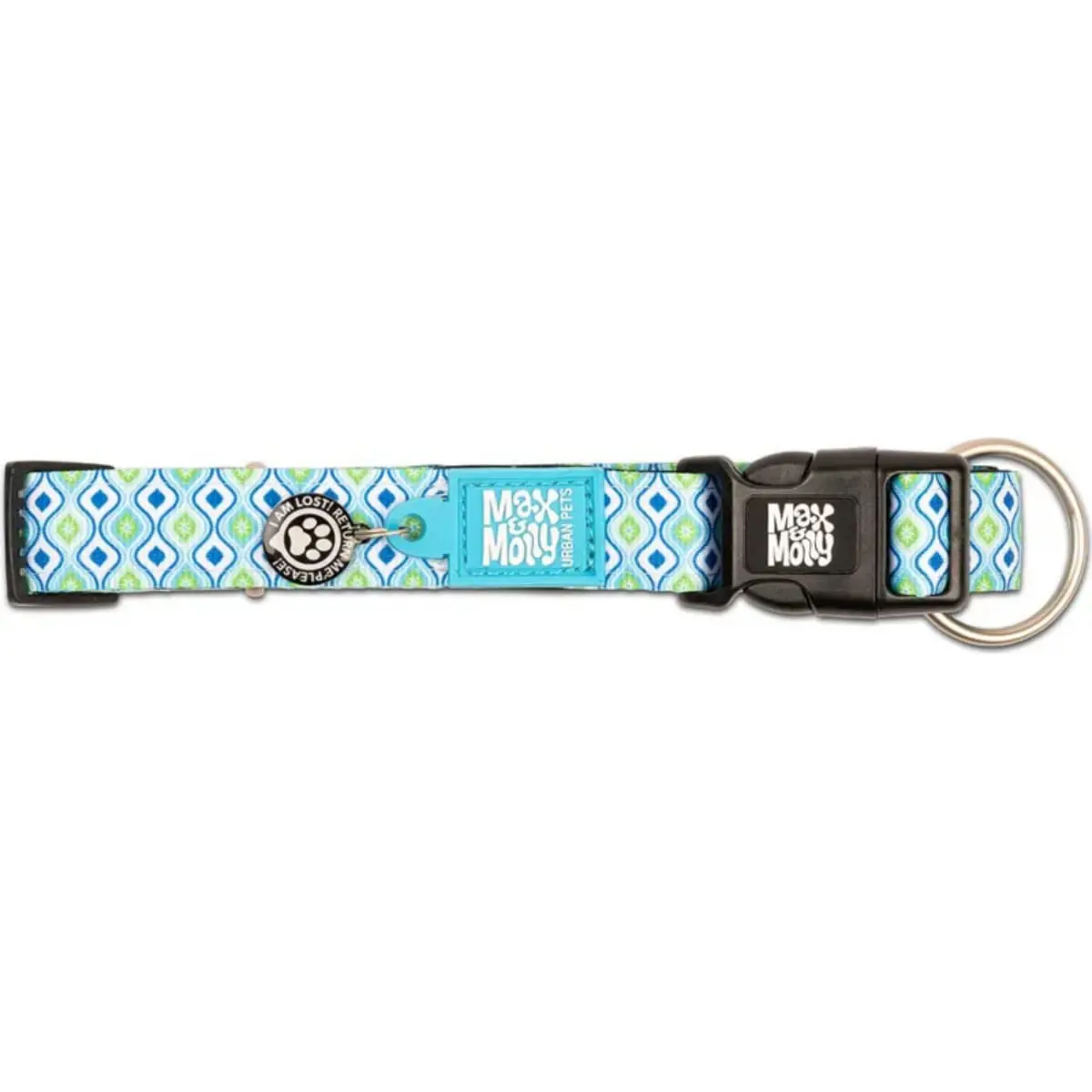 MAX & MOLLY Smart ID Retro Blue, zgarda caini, ajustabila, poliester, bleu, catarama trident, M(34-55  x 2cm) - Image 4