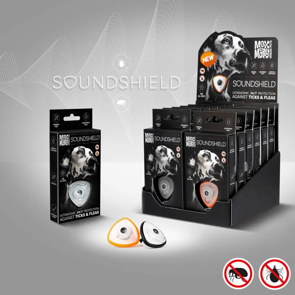 MAX & MOLLY Soundshield Ultrasonic Technology Ticks & Fleas, accesoriu antiparazitar caini, dispozitiv ultrasunete repelent MAX & MOLLY Soundshield Ultrasonic Technology Ticks & Fleas, accesoriu antiparazitar caini, XS-XL, dispozitiv ultrasunete repelent - Image 4