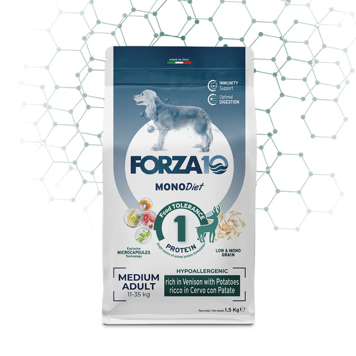FORZA10 Monodiet Medium Adult, M, Caprioara si Cartofi, dieta veterinara, hrana uscata monoproteica caini, alergii, 12kg - Image 2