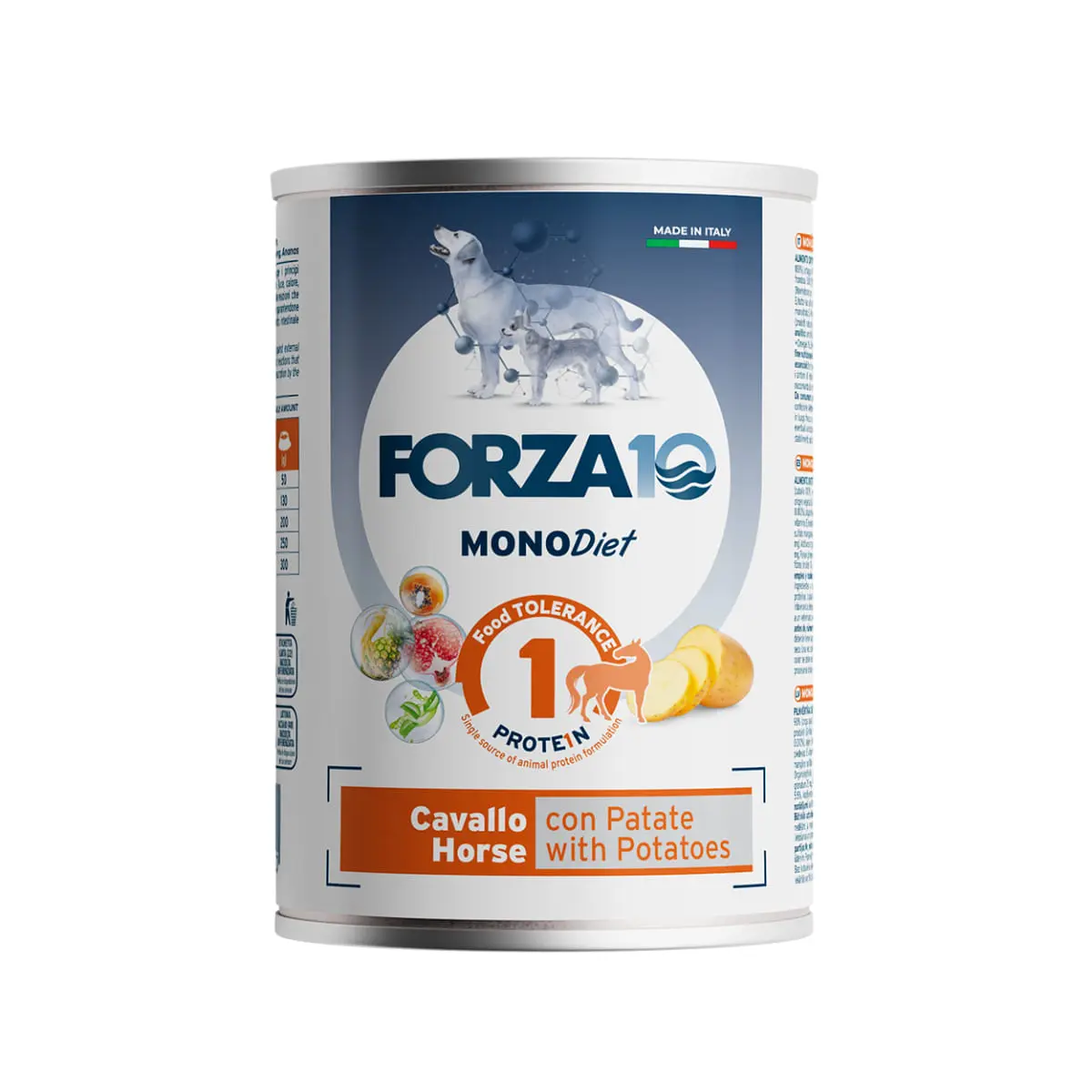 FORZA10 Monodiet, XS-XL, Cal si Cartofi, dieta veterinara, conserva hrana umeda monoproteica caini, alergii, (pate), 400g - Image 2